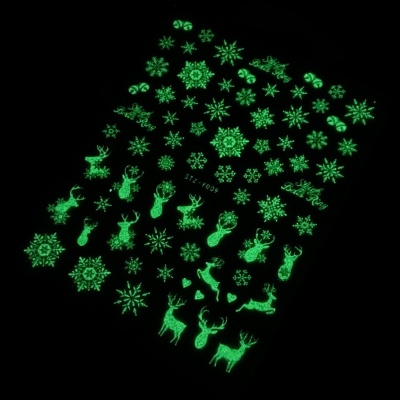 1830 Наклейки снежинки флуоресцентные